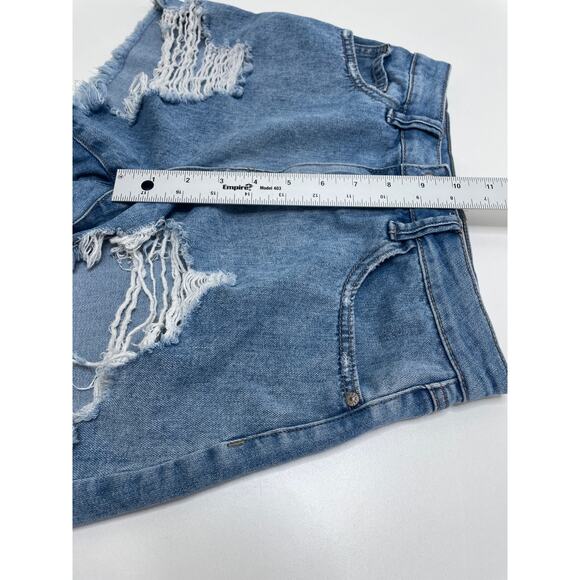 Rewash Super High Rise Vintage Reunion Jean Short Destroyed Denim Blue Size 0 24 - Picture 8 of 10